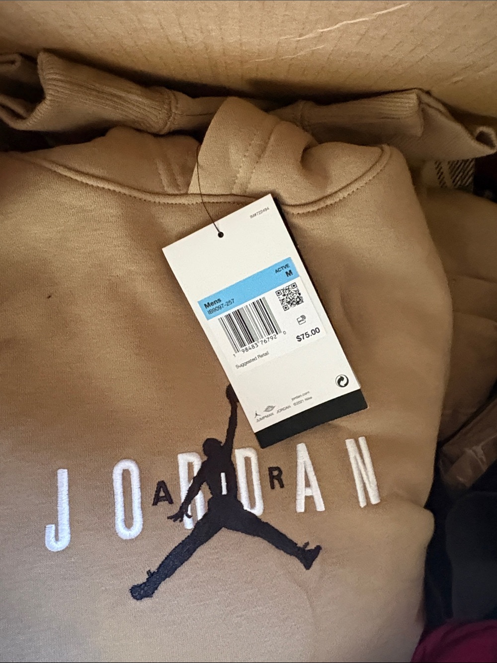 Jordan Tan Pullover Hoodie with Embroidered Logo - Picture 5 of 6